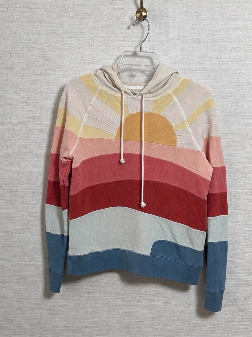 Faherty Soleil Pieced Hoodie XS Sahara Sun Pima Cotton Sunset Rainbow Pullover